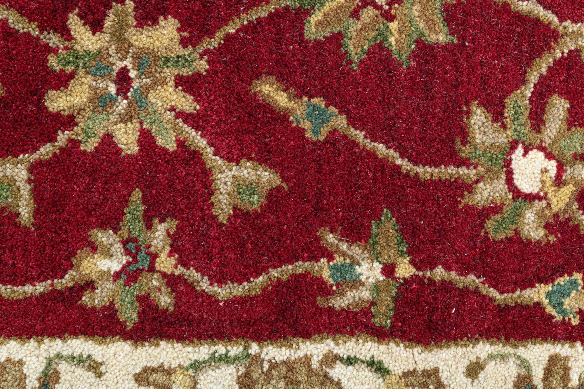 ROYAL ZIEGLER - Tapis floral classique en 100% laine crème rouge D190 cm