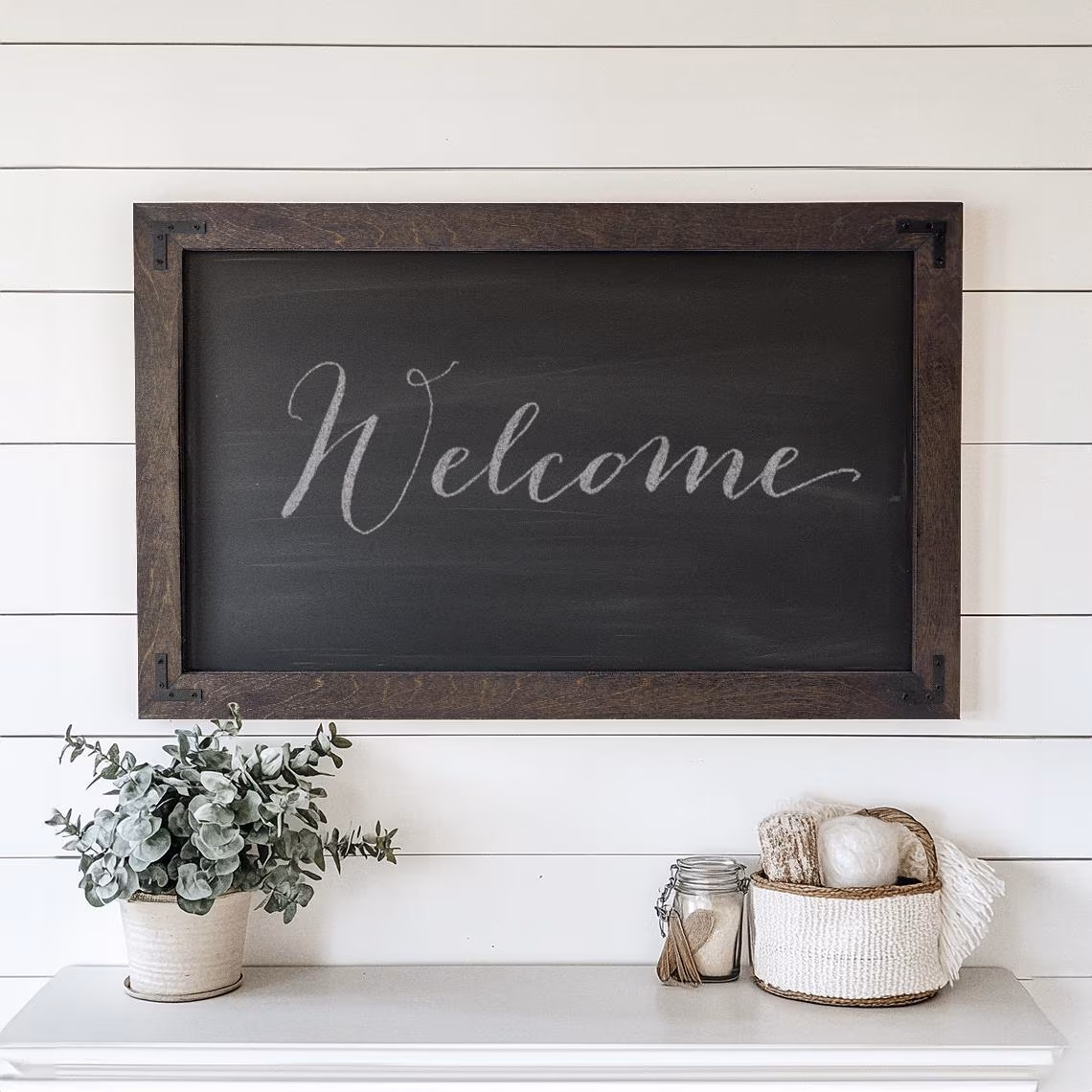Farmhouse Wood Framed Chalkboard, Handmade Message Board, Home Office Decor, Wall Organizer
