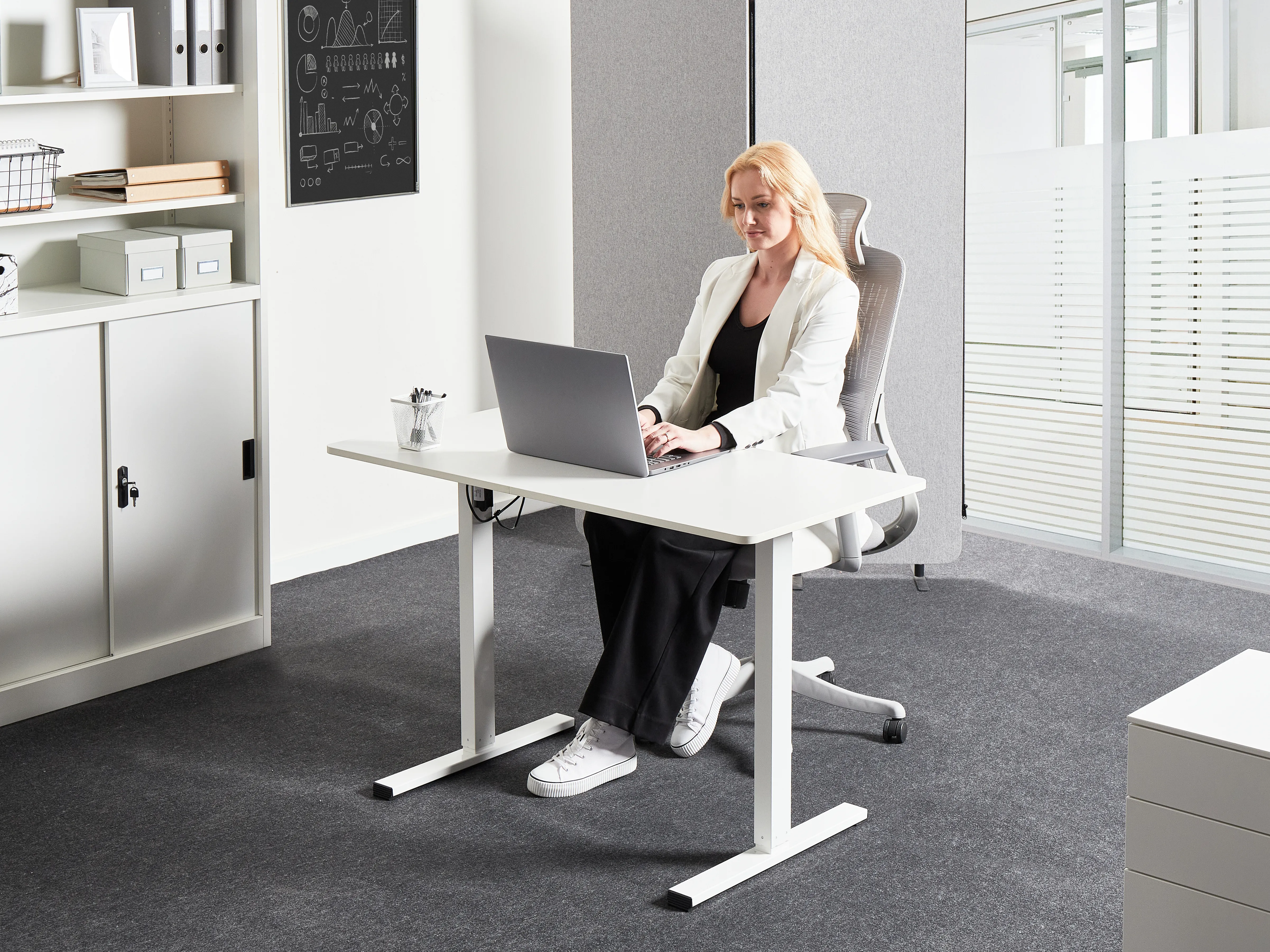 Electric Adjustable Standing Desk TAVARES White 120 cm 60 cm