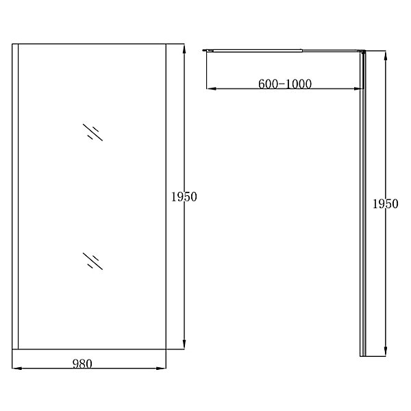 Paroi de douche à l'italienne fixe l.100 x H.195 cm, verre transparent, profilés alu chrome, GoodHome Ledava