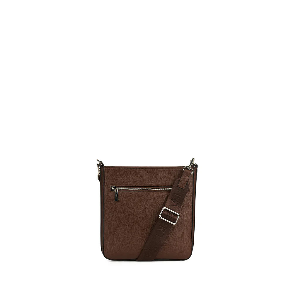The Natalia - Chocolate Vegan Leather Crossbody Bag