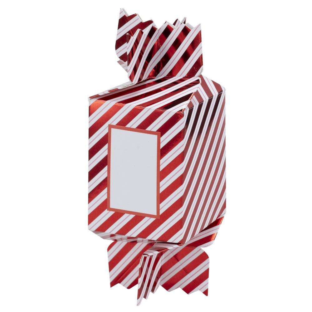 BoÎte emballage cadeaux forme bonbon de No&euml;l à monter x4 rouge et blanc