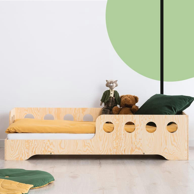 SACHA - Lit 90x190 entrée gauche sommier inclus naturel