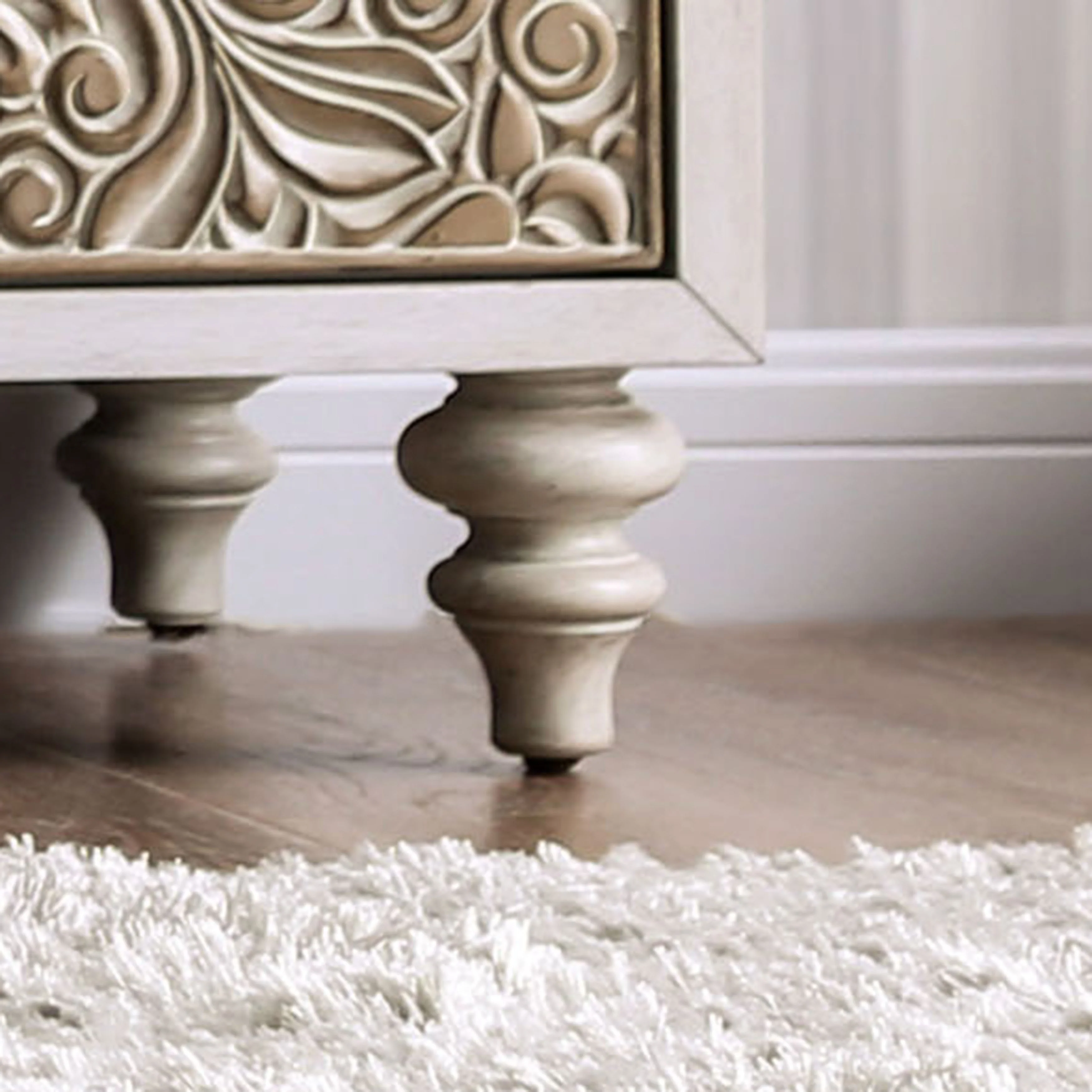 Cadogen Bohemian Antique White 70-inch Wood 3-Shelf Media Chest by The Curated Nomad