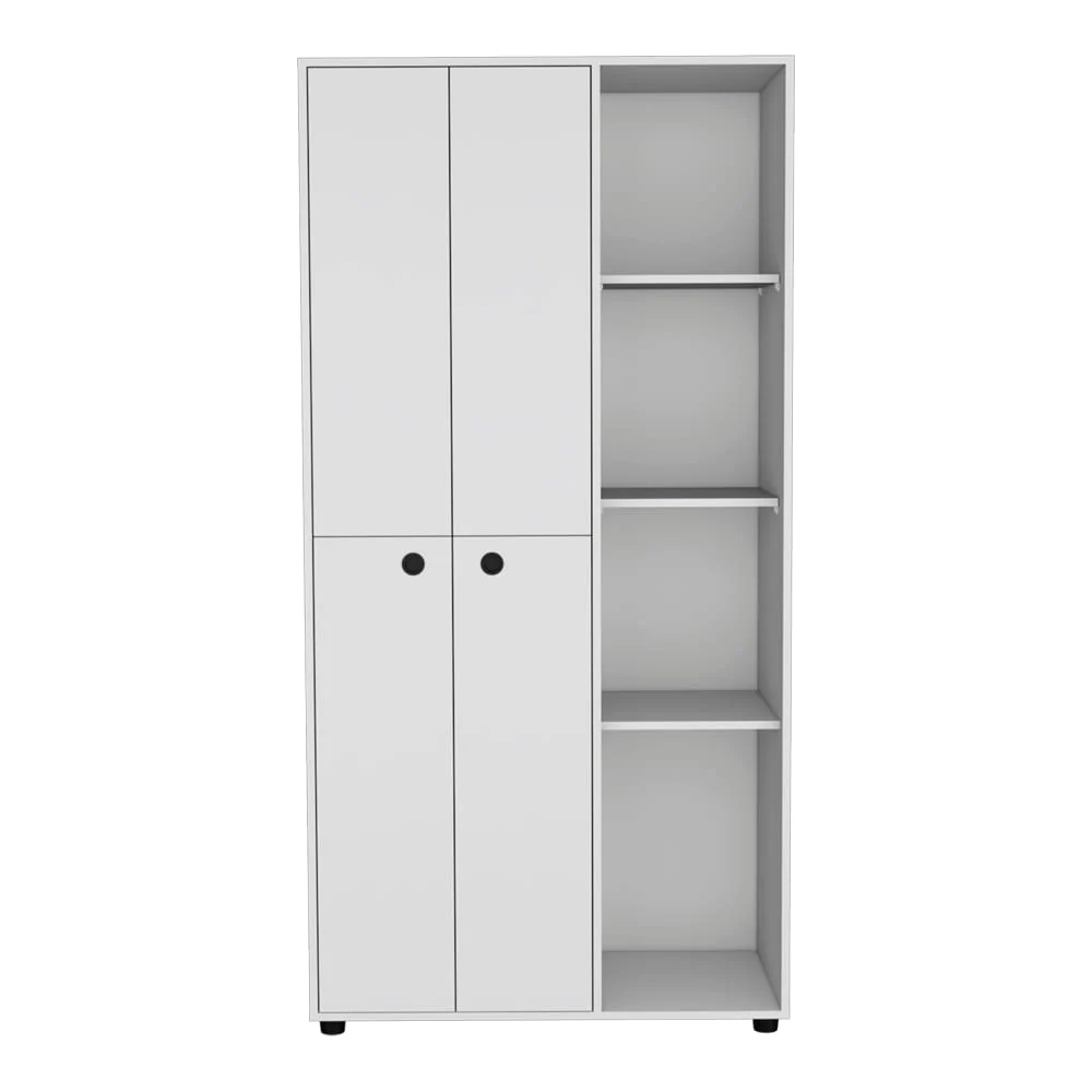 19.48 Modern Double-door Armoire with 2 Durable Metal Rods and Three Shelves