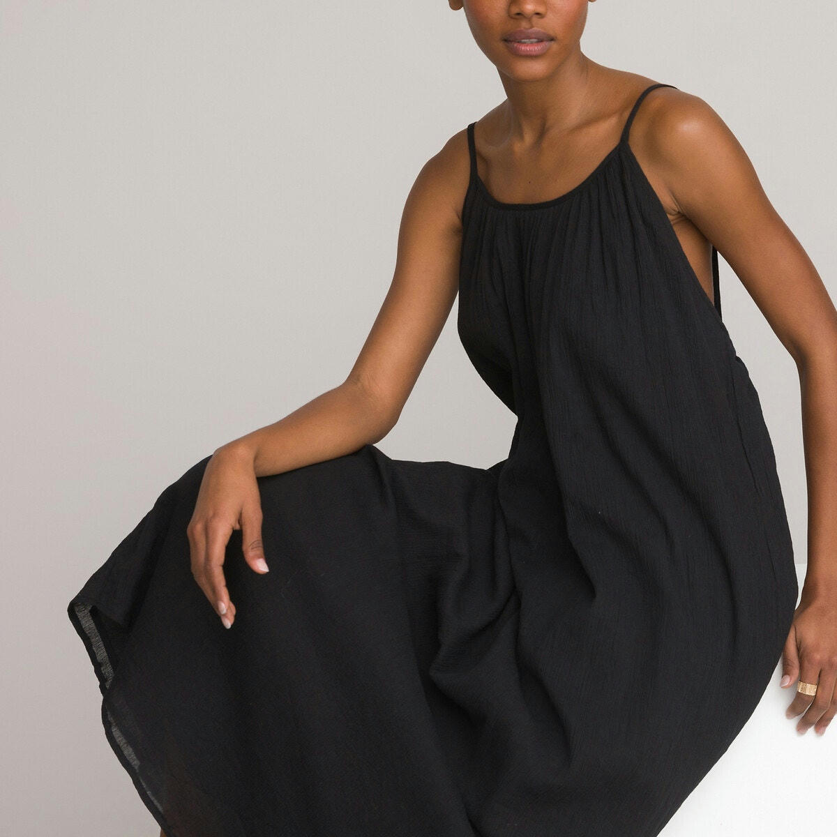 Robe maxi longue, à fines bretelles