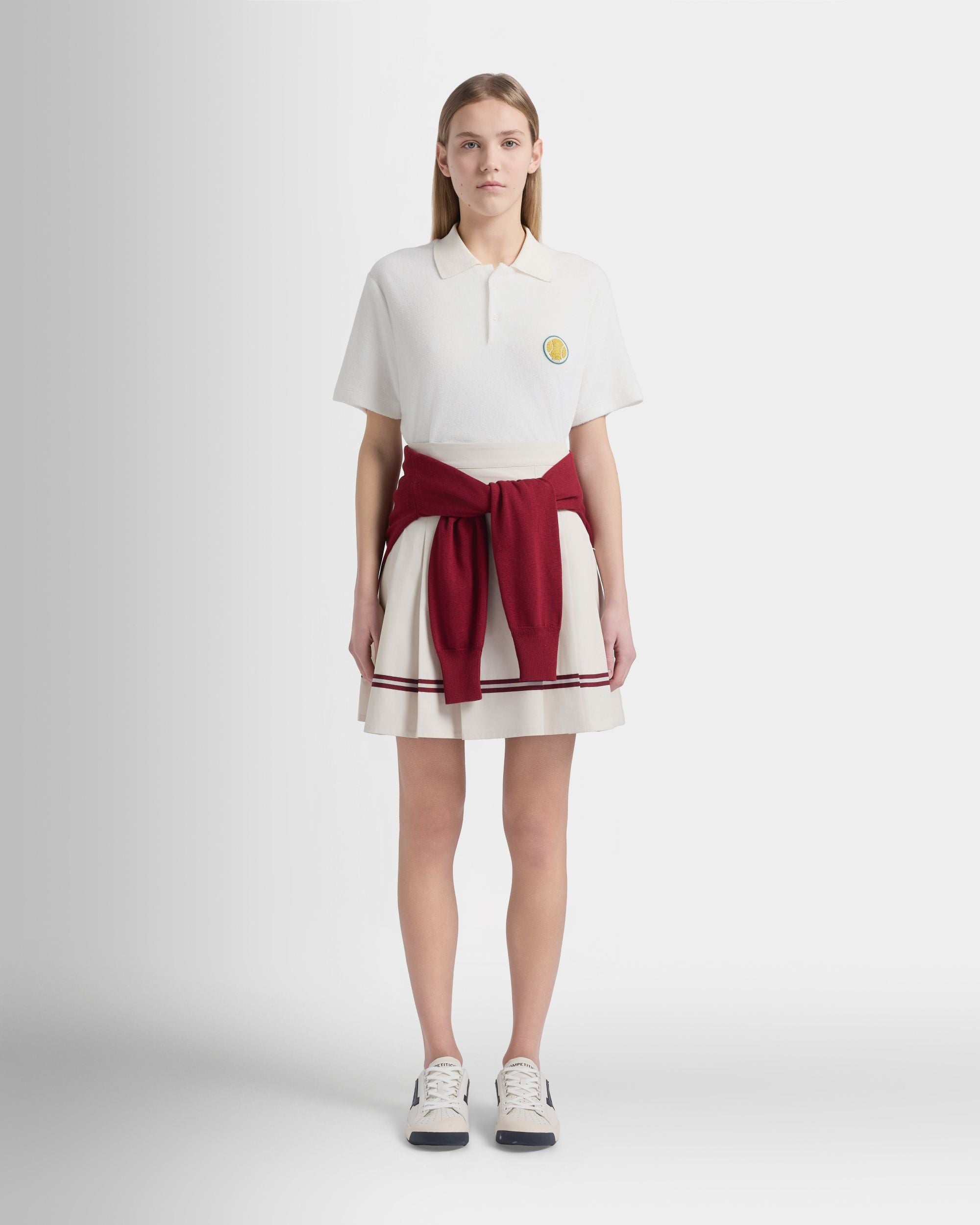 Rock aus Baumwolle in Elfenbein mit Bally-Ribbon-Details aus der Tennis Collection