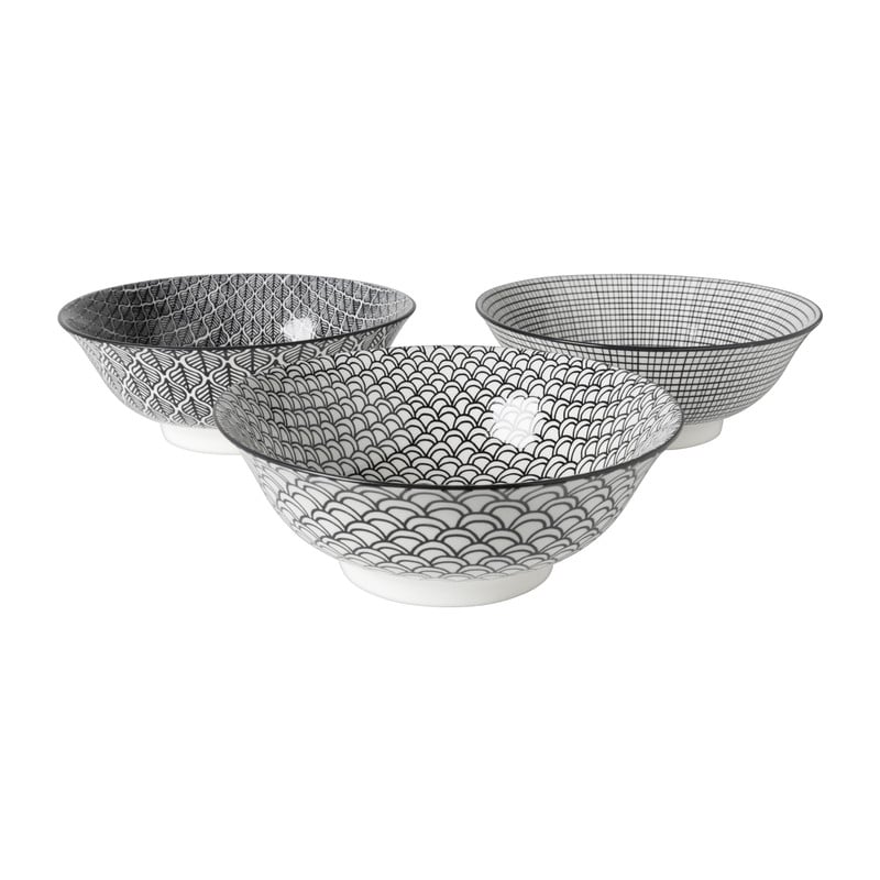 Schaaltje black print blaadjes - &Oslash;21x7 cm