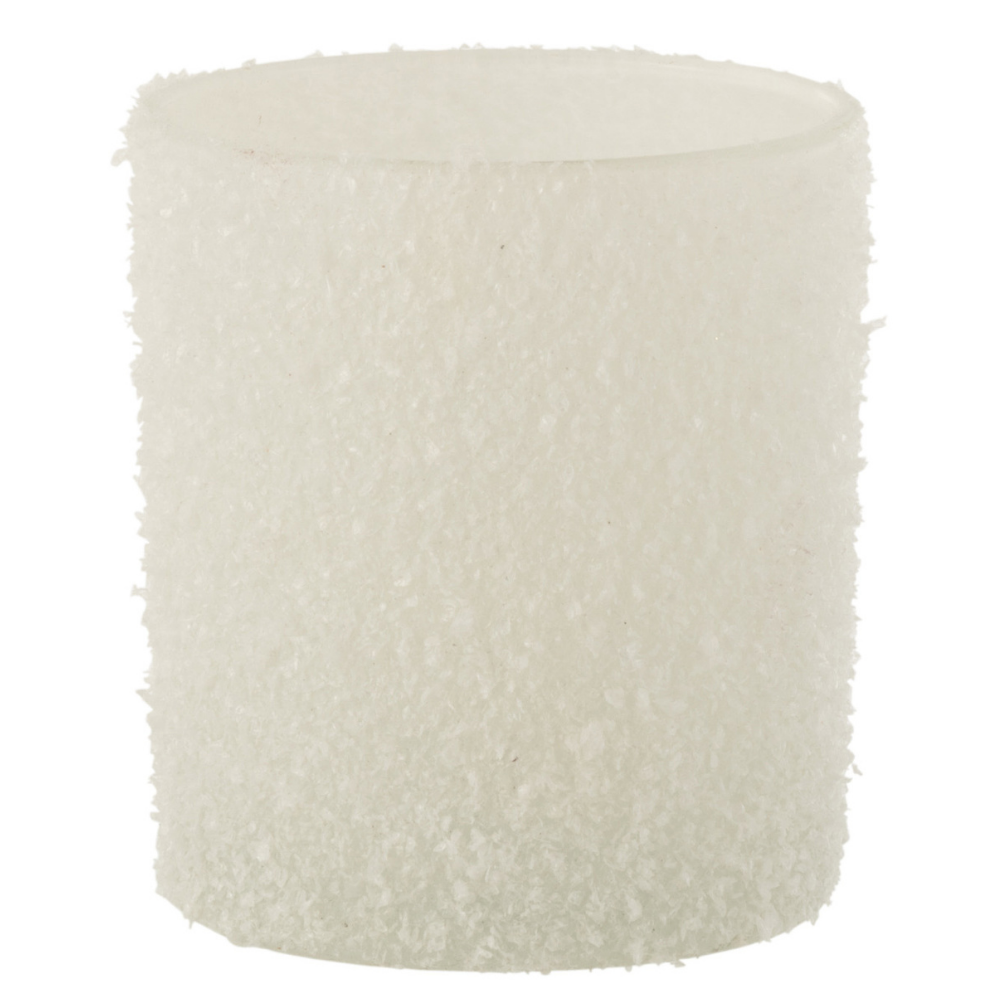 J-Line theelichthouder Besneeuwd - glas - wit - small - 2 stuks