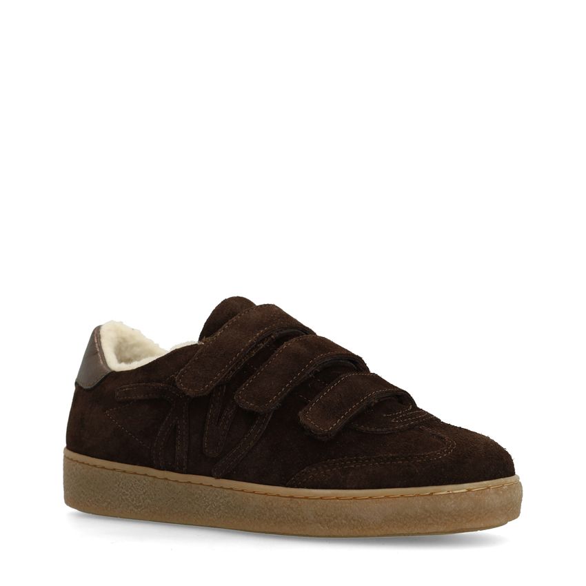 Manfield Donkerbruine suède sneakers