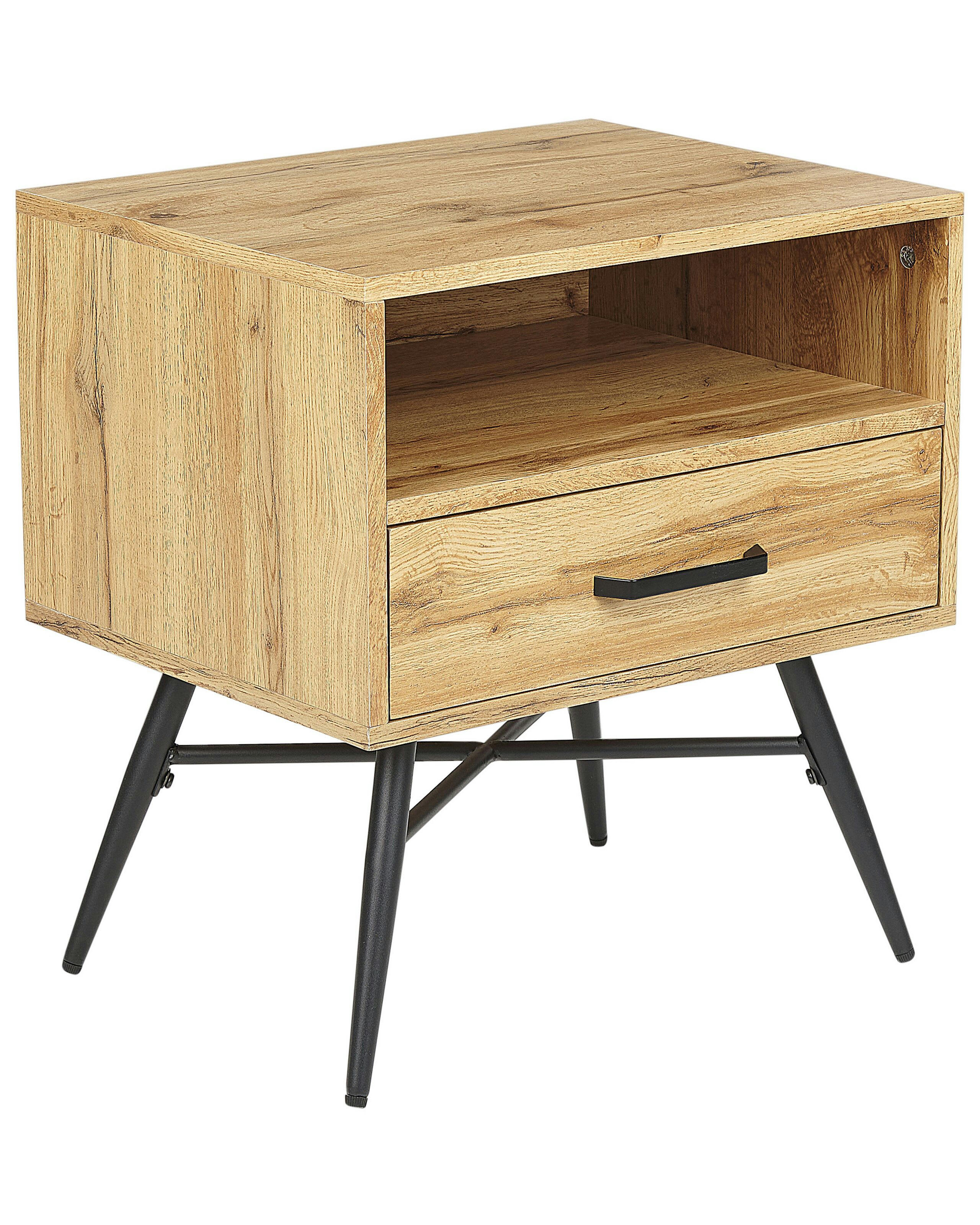LUBOCK - Table de chevet bois clair 1 tiroir