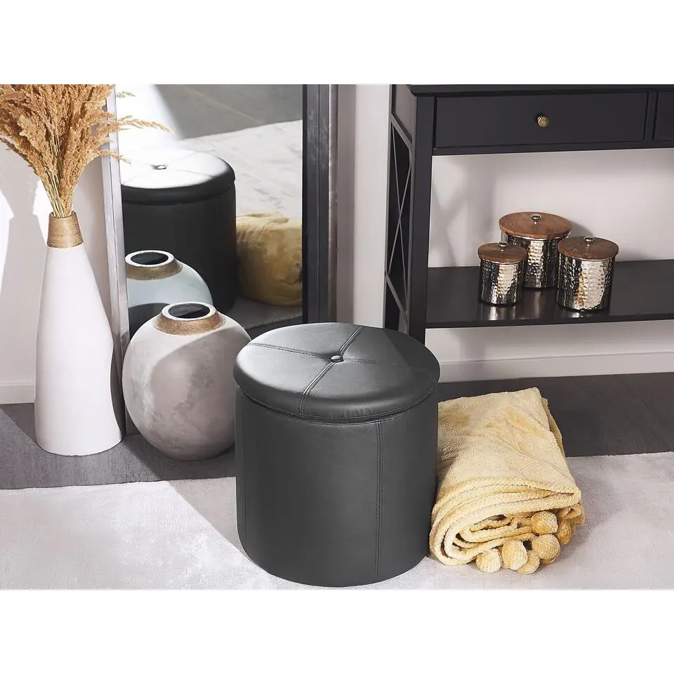 MARYLAND - Poef - Zwart - 38 cm - Kunstleer