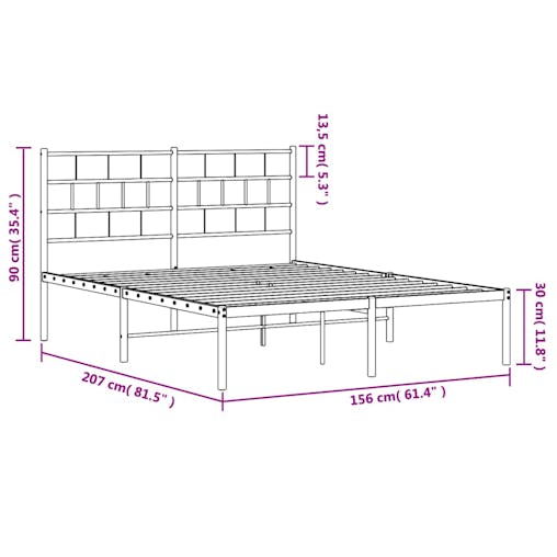 NNEVL Metal Bed Frame with Headboard White 150x200 cm