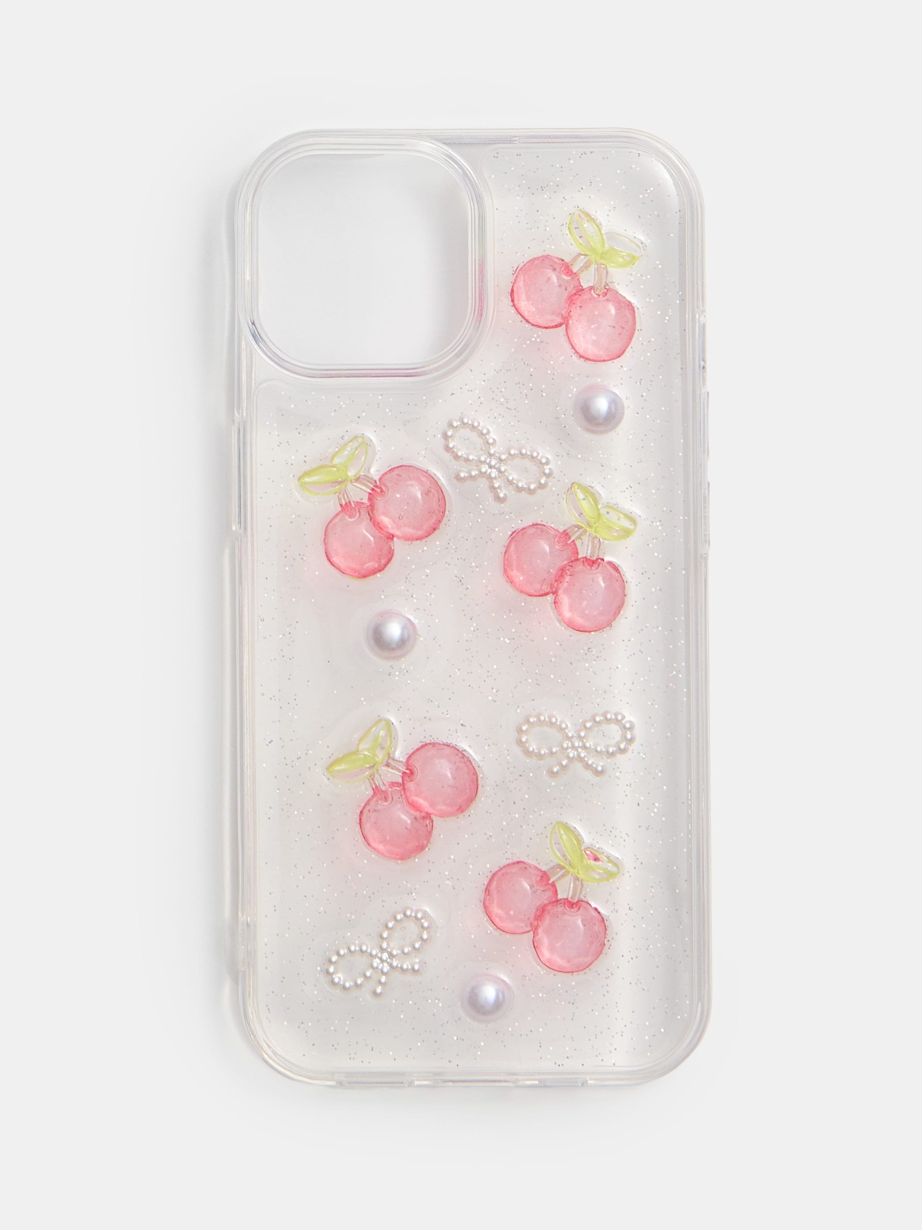 Etui na iPhone 15 z motywem wiśni i kokard