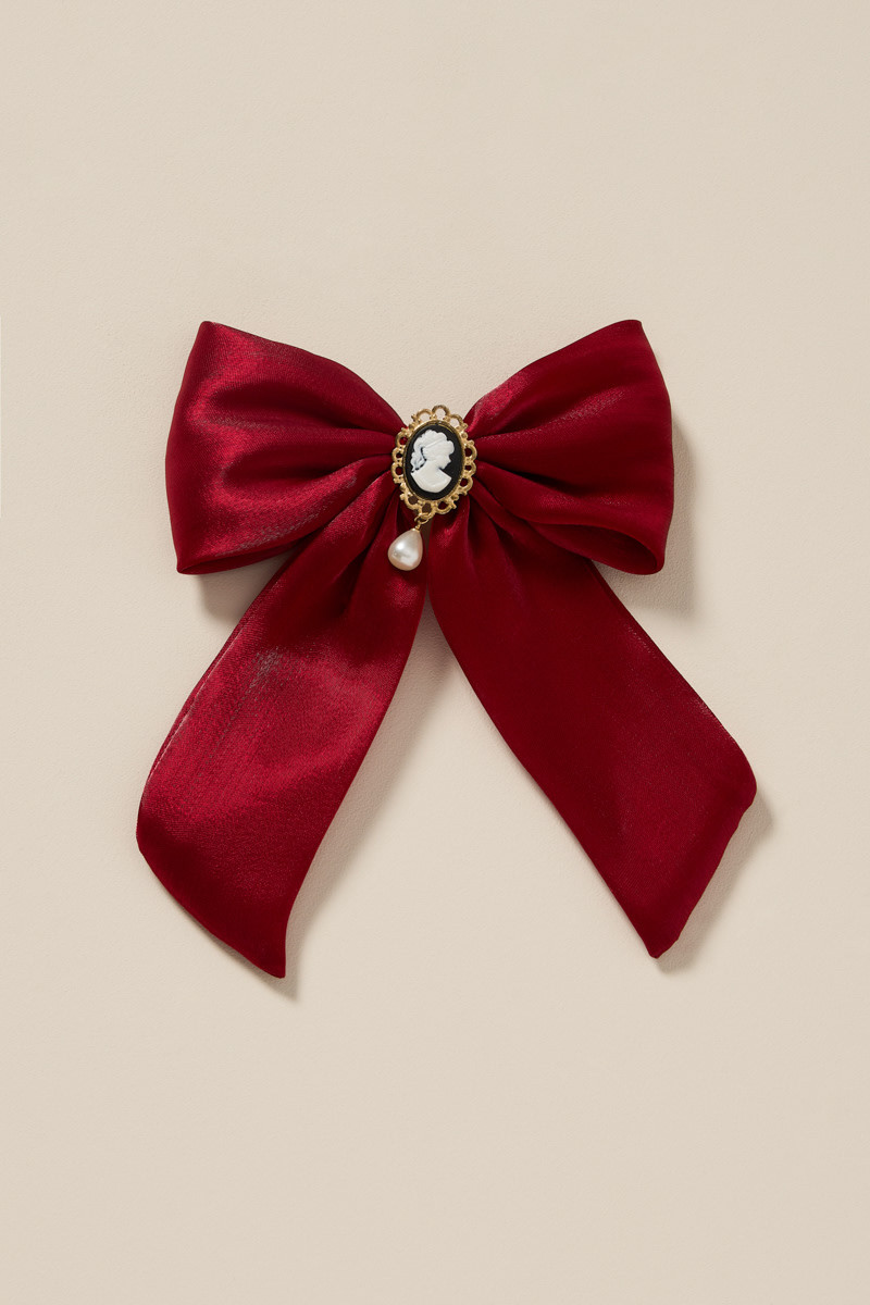 Lisa Cameo Charm Bow Hair Barrette