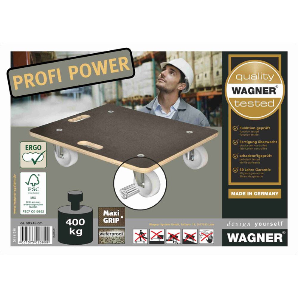 TRANSPORTPLATE WAGNER DESIGN YOURSELF BJØRK 49X59 CM 400 KG
