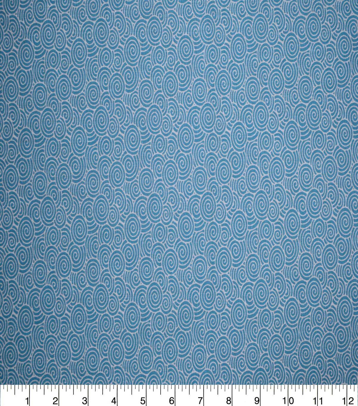 Swirls on Scuba Blue Cotton Fabric by Quilter's Showcase