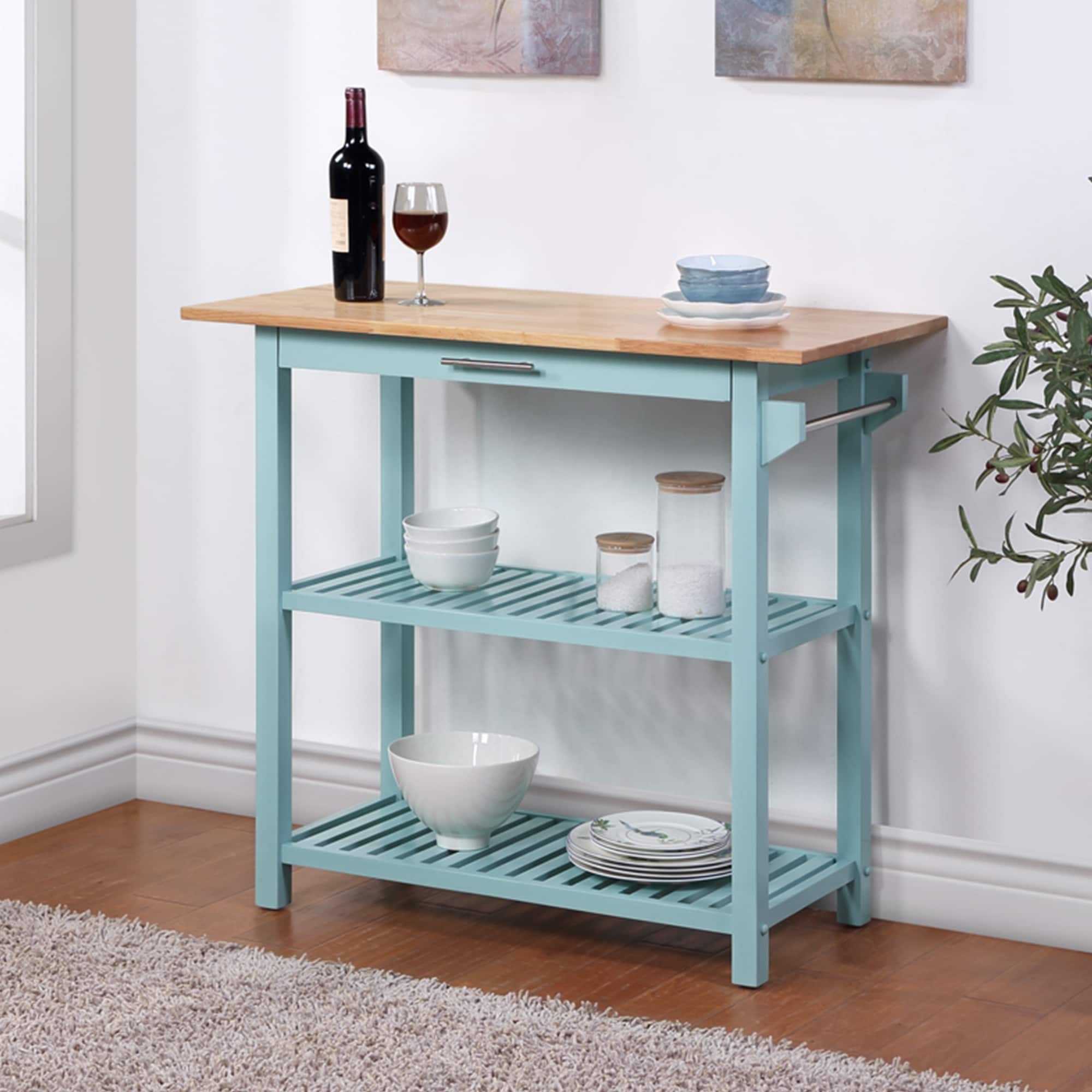 Designs2Go 3 Tier Butcher Block Kitchen Prep Island with Drawer