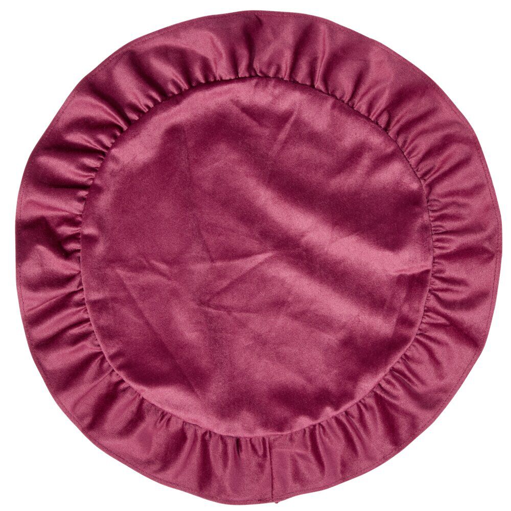 Set de table en velours bord volanté Ø38 cm rouge