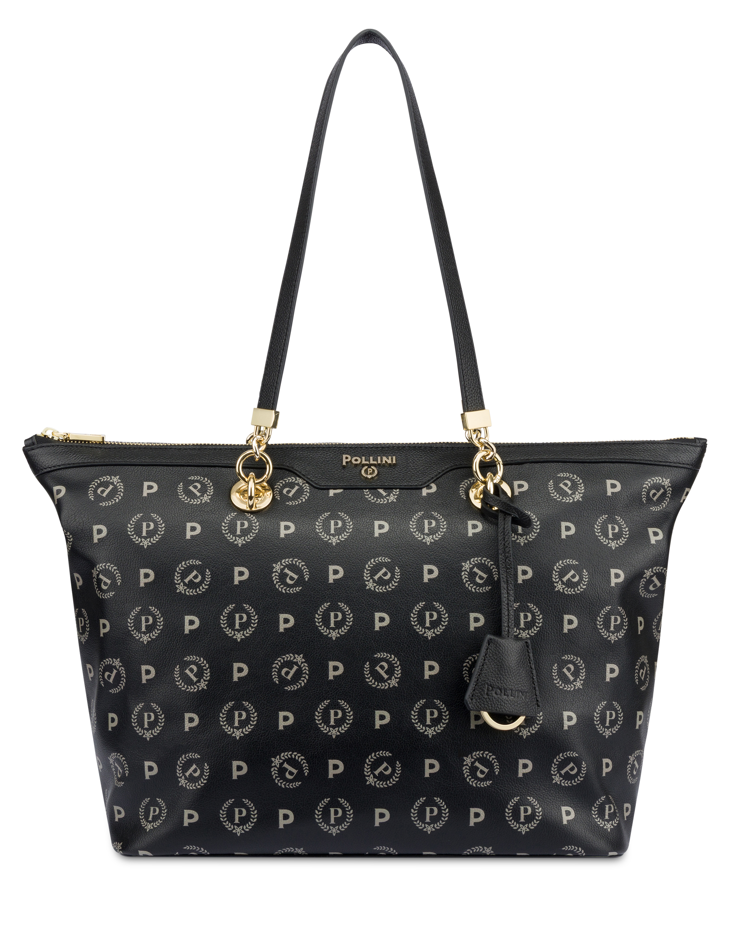 Shopping Bag In Heritage Logo Nero/nero