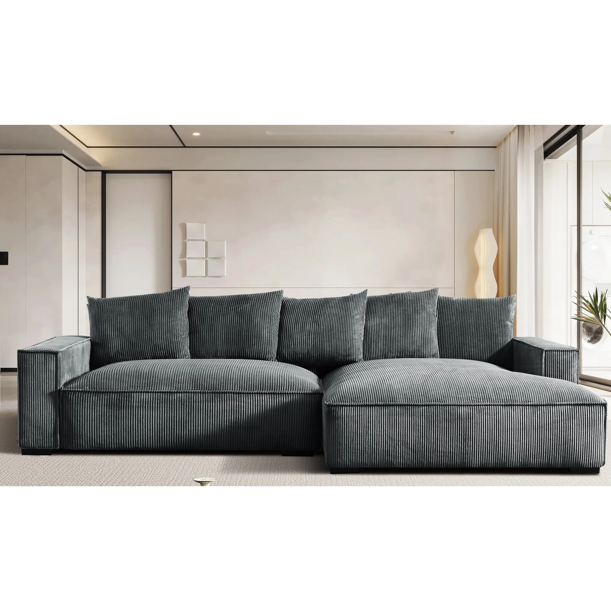 Transitional Luxe Upholstered Living Room Sectional 106.7 inch