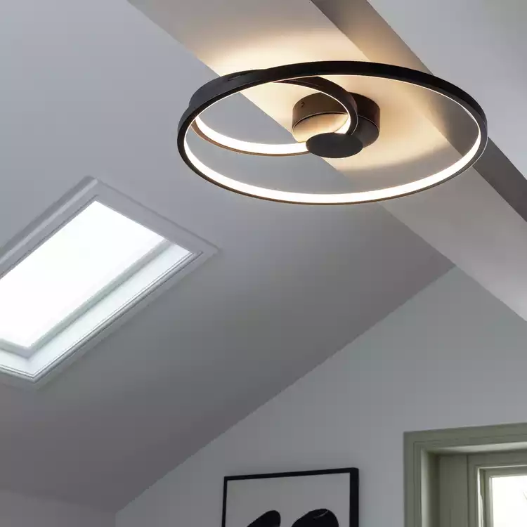 Habitat Pill Aluminium LED Flush to Ceiling Light - Black