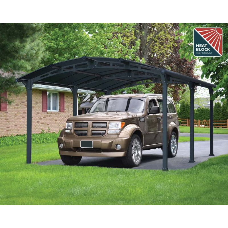 Carport en aluminium Arcadia gris foncé 16,5 m²