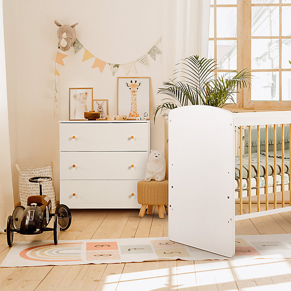 Commode Bébé Avec Plan à Langer Amovible Et 3 Tiroirs Blanc / Pin