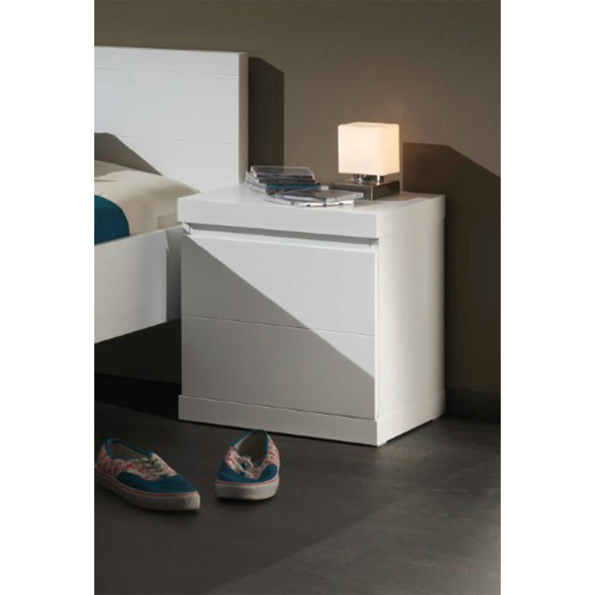 LARA - Table de chevet 1 porte blanc