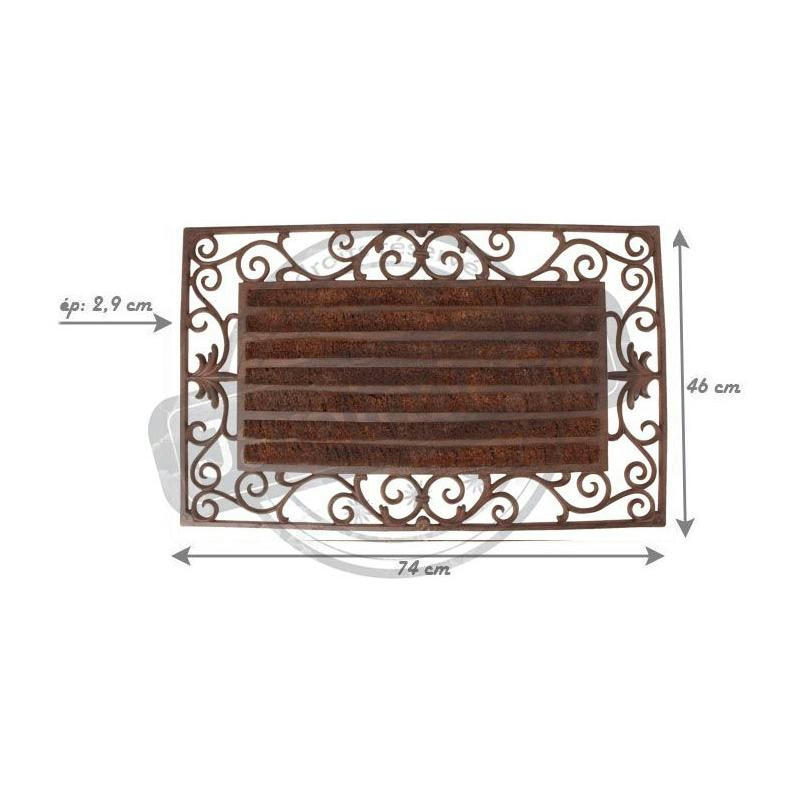 FONTE - Paillasson en fonte et rouleaux coco 74x46