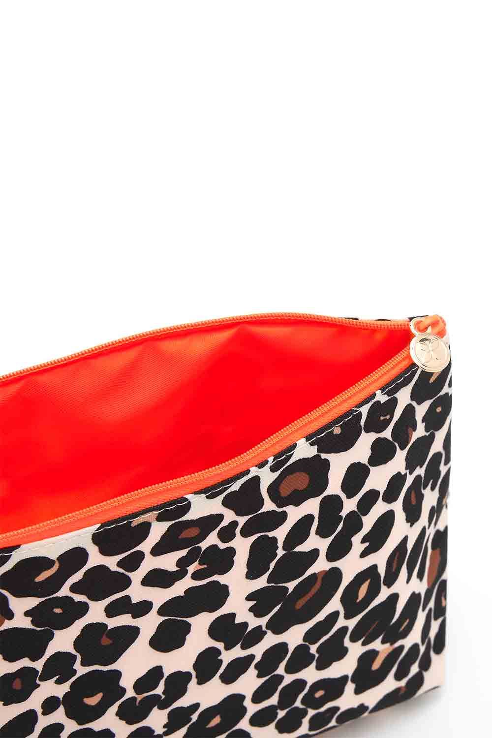 Victoria Green Mia' Large Makeup Bag in Leopard Tan