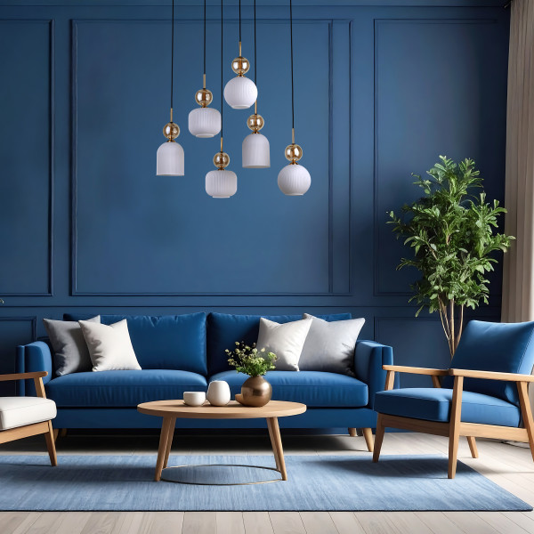 Lampa Wisząca Tk Lighting Sophia Koniakowa Biała 6Xe14 Ryflowane Klosze