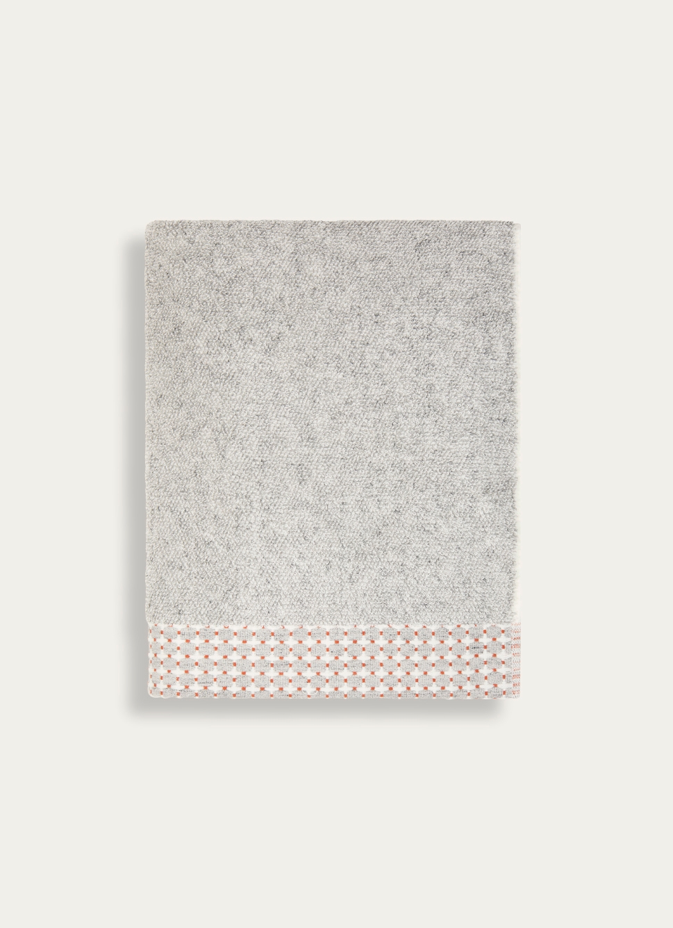 DRAP DE BAIN CHINÉ AVEC BORDURE FANTAISIE GRIS