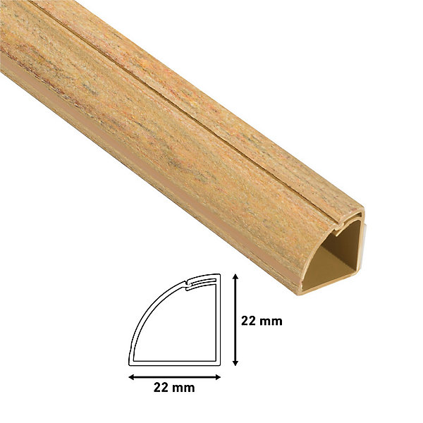 Goulotte décorative quart de cercle effet bois vernis auto-adhésive D-Line 22x22mm, 2m