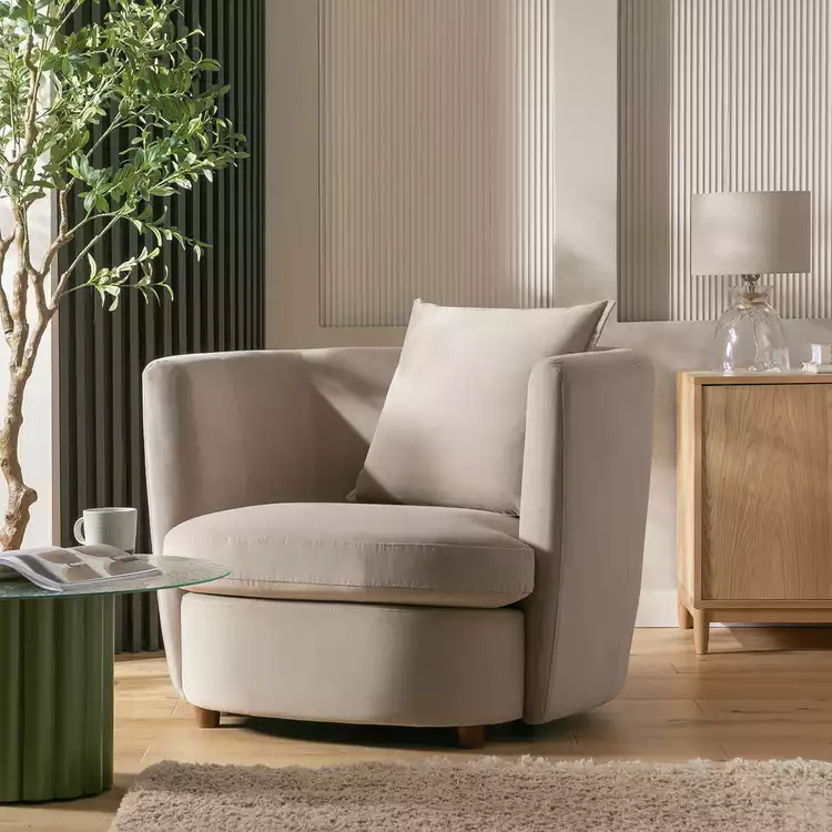 Habitat Virgil Velvet Cuddle Chair - Latte