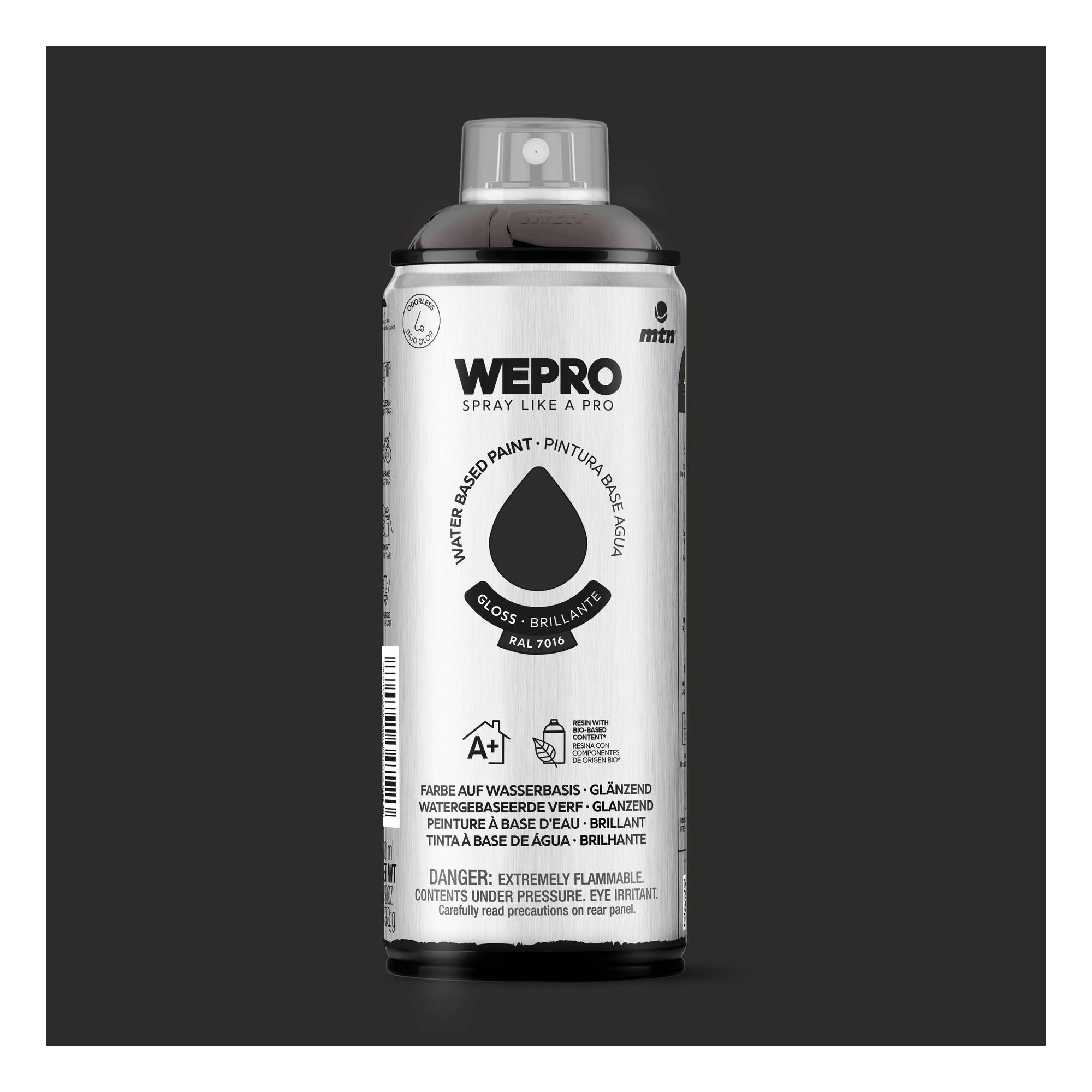 MTN WEPRO Apolo Grey Gloss Water-Based Spray Paint 400ml