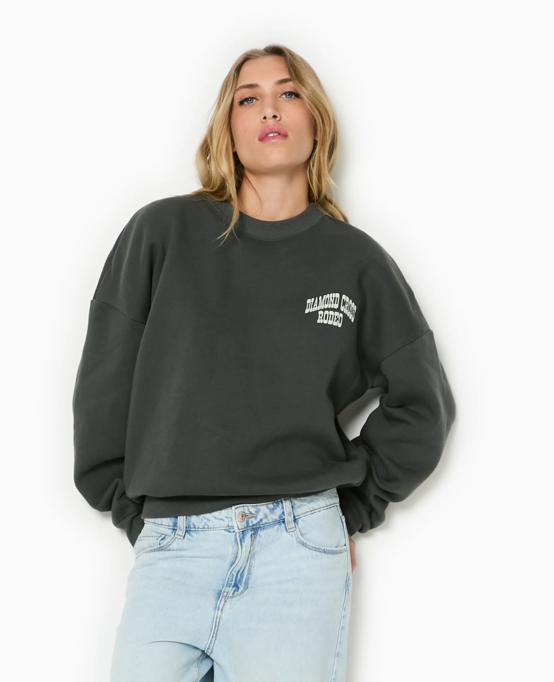 Sweat col rond avec print poitrine et dos