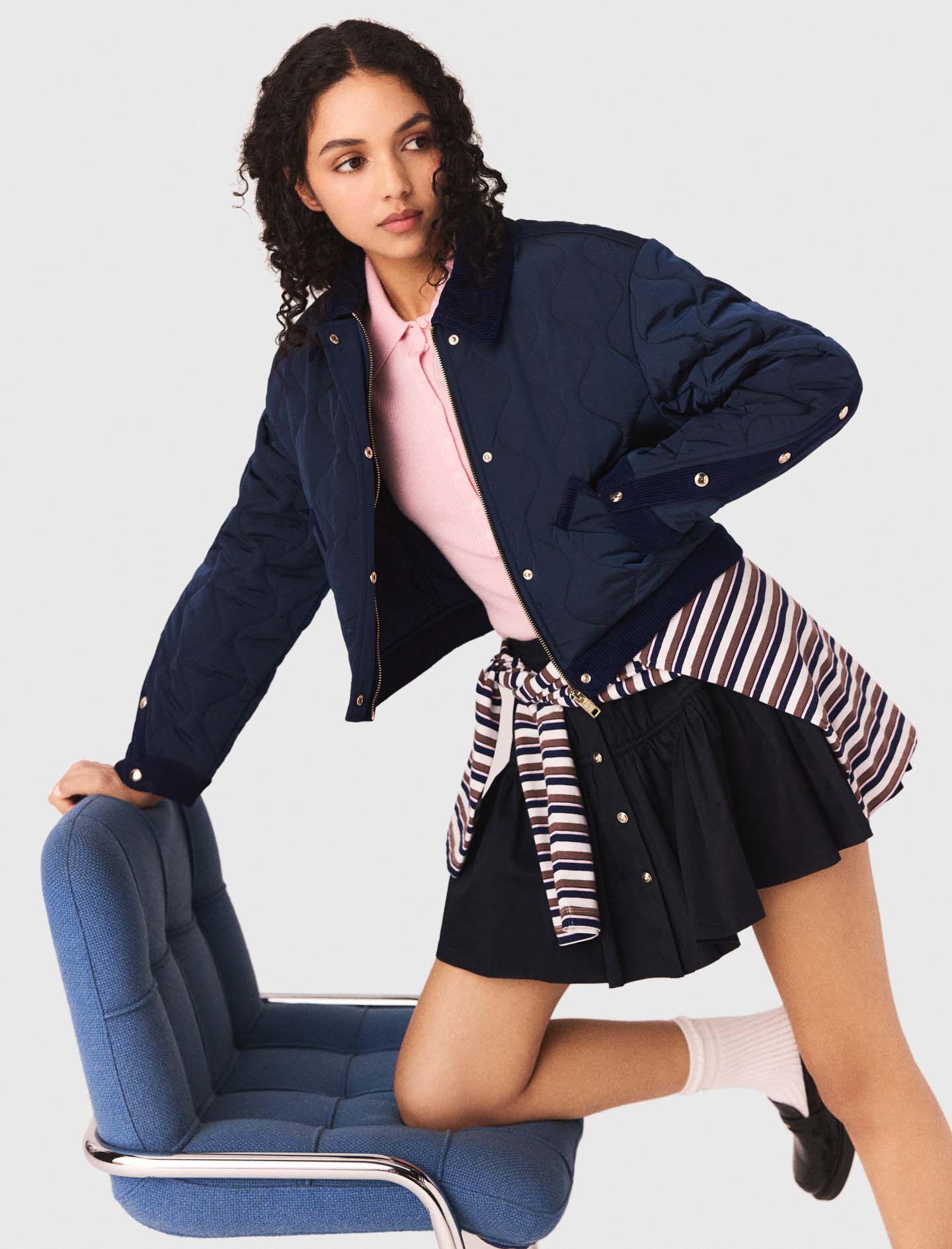 Blouson matelassé à détails velours