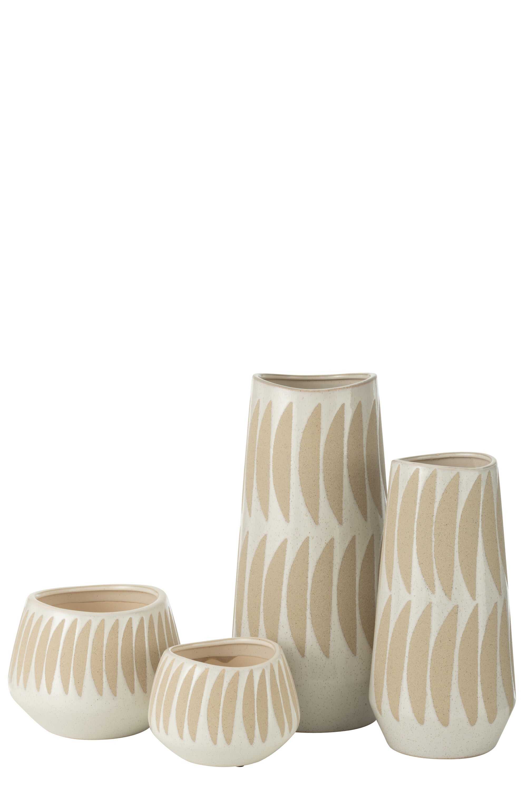 J-Line vaas Kai - keramiek - beige wit - large - 40 cm hoog