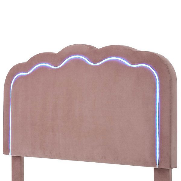 Lit Adulte Led 90x190cm Tête Réglable Rembourré Rose Blackcolors