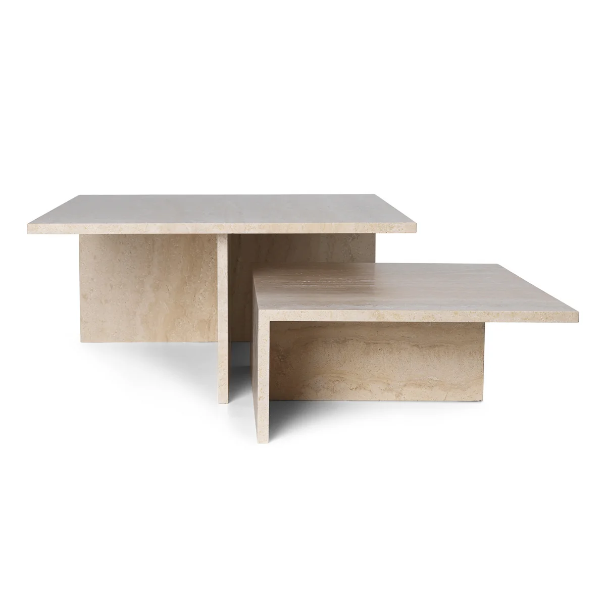 Ferm Living - Distinct Grande Duo Couchtisch, Travertin-Stein