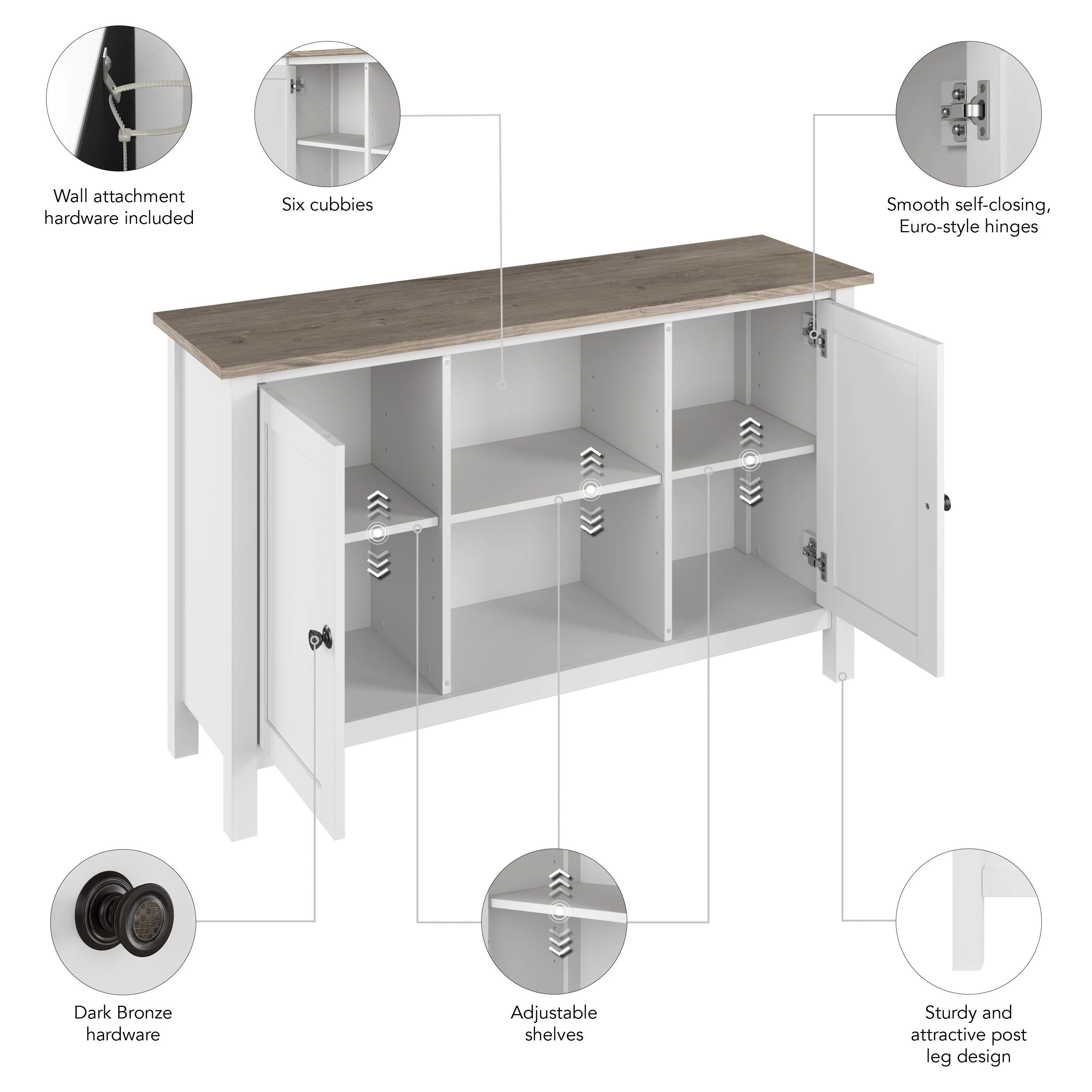 Salinas Small Storage Cabinet with Doors and Shelves by Bush Furniture