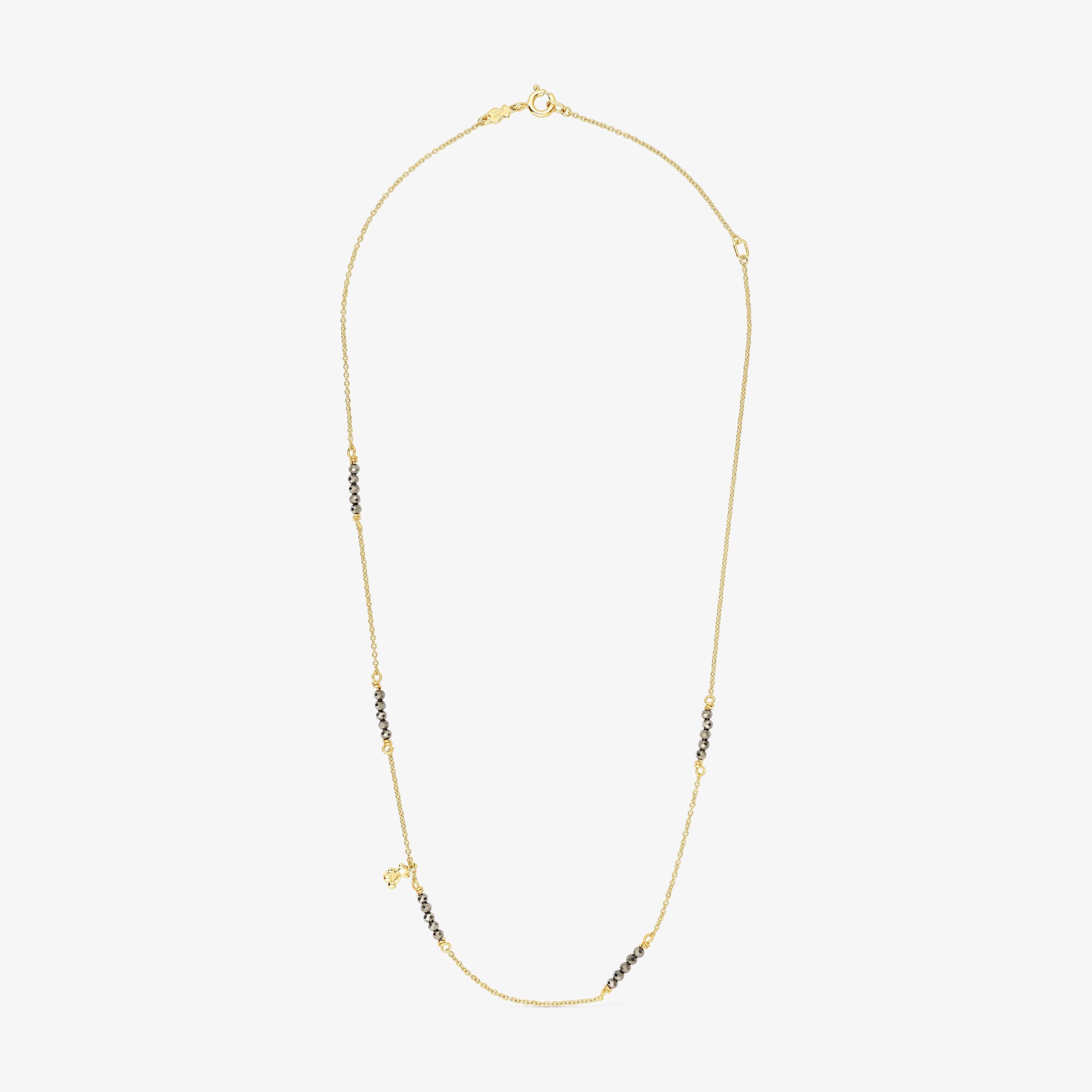 Collar con baño de oro 18 kt sobre plata y pirita Bold Bear