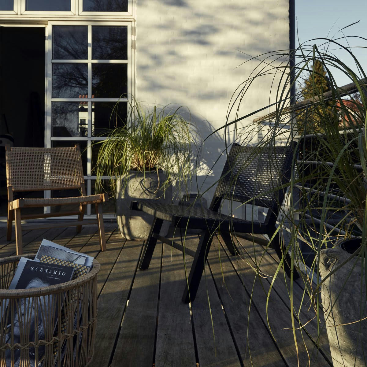 RENA - Fauteuil extérieur aspect osier - Nordal noir