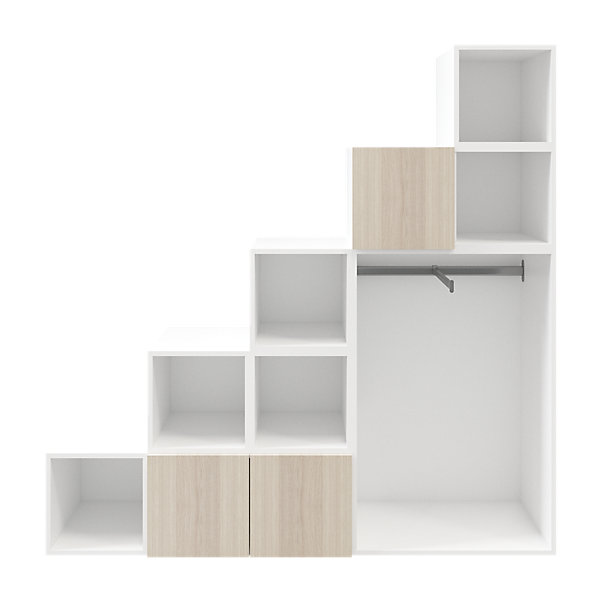 Ensemble de meubles de rangement sous pente et/ou comble blancs et effet chêne GoodHome Atomia H. 187,5 x L. 187,5 x P. 47 cm