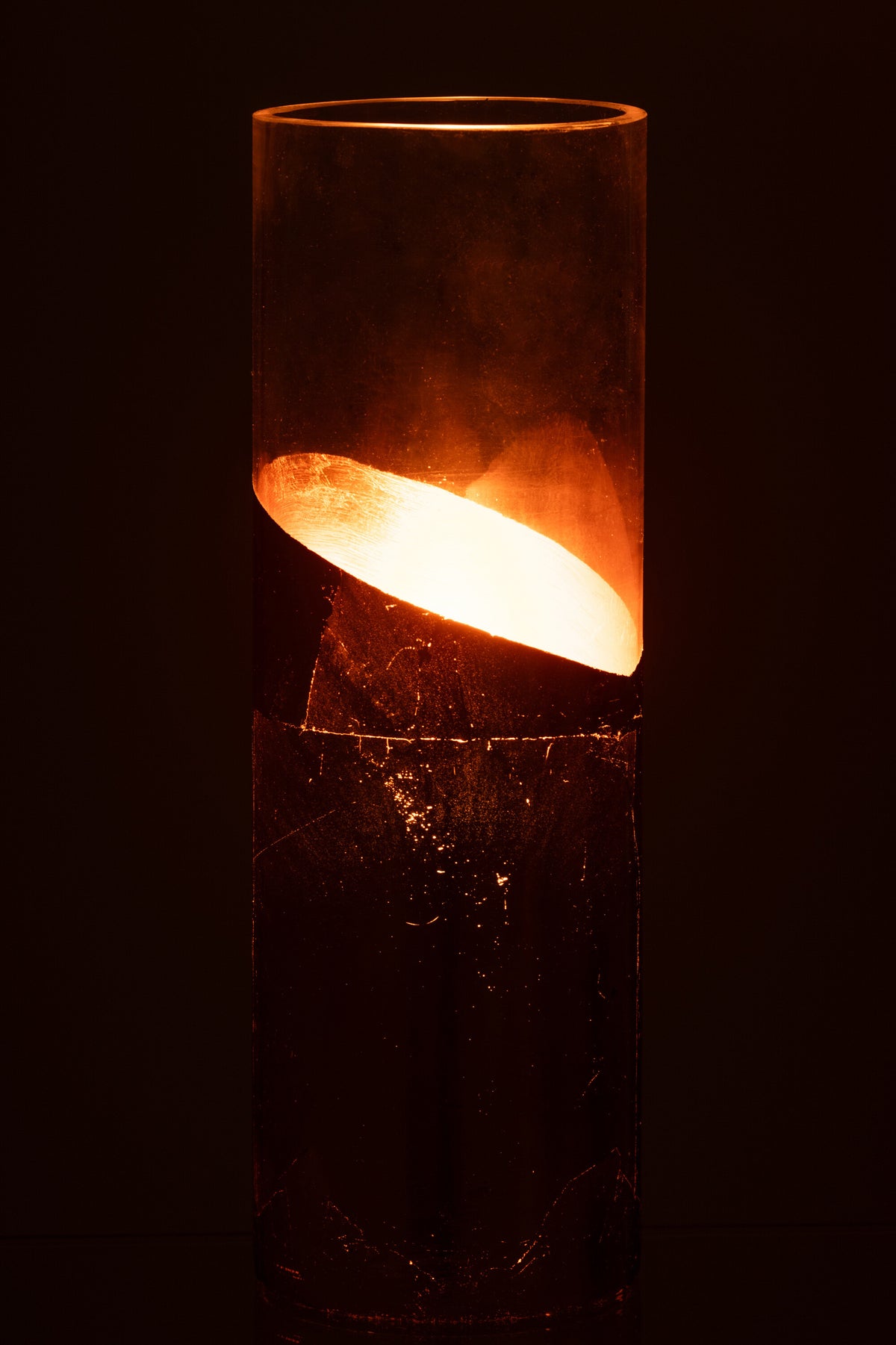 J-Line windlicht Moa - glas - transparant/goud - large