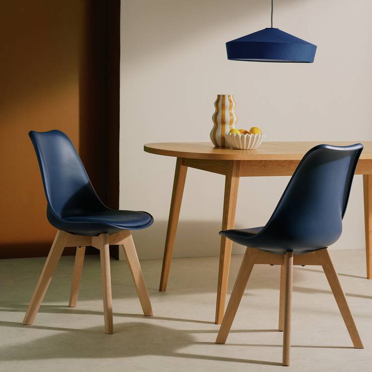 Habitat Jerry Pair of Dining Chair - Navy Blue