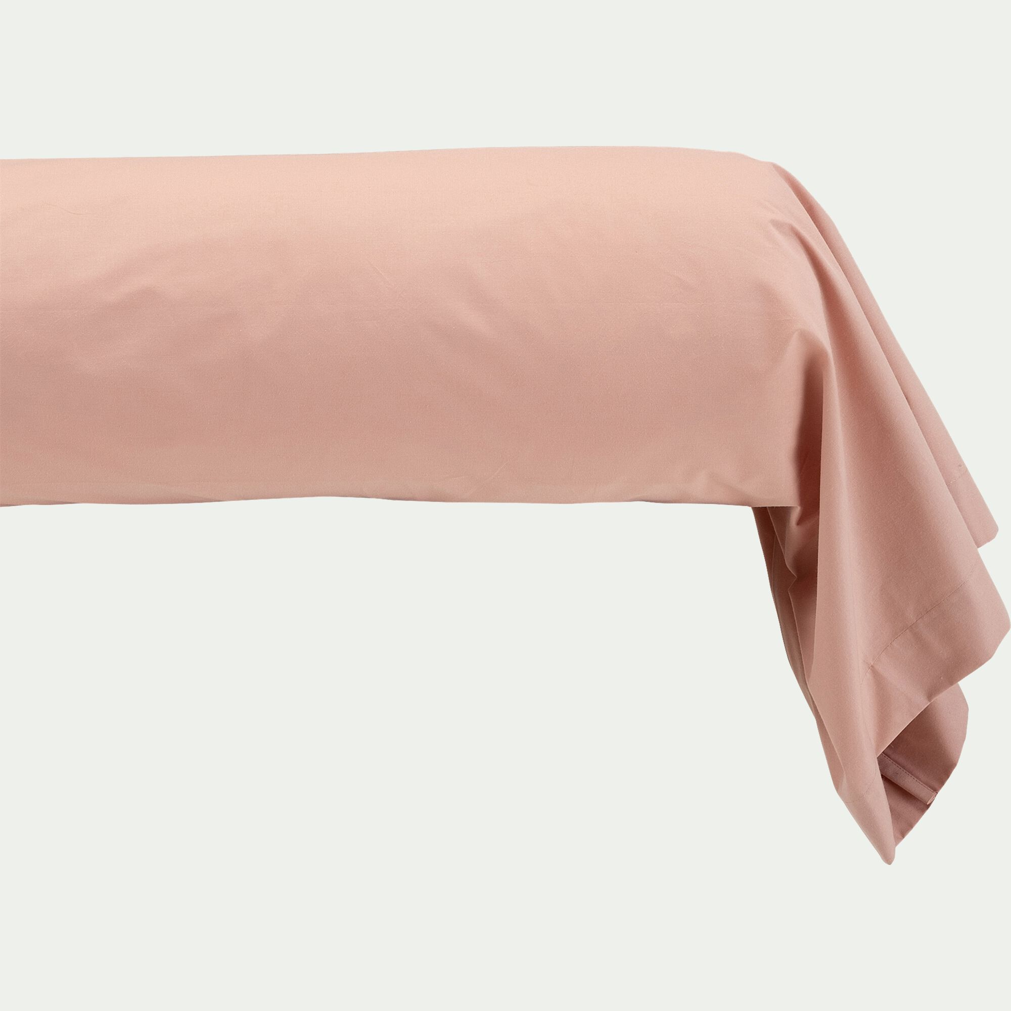 FLORE - Taie de traversin en percale de coton - rose salina 43x190cm