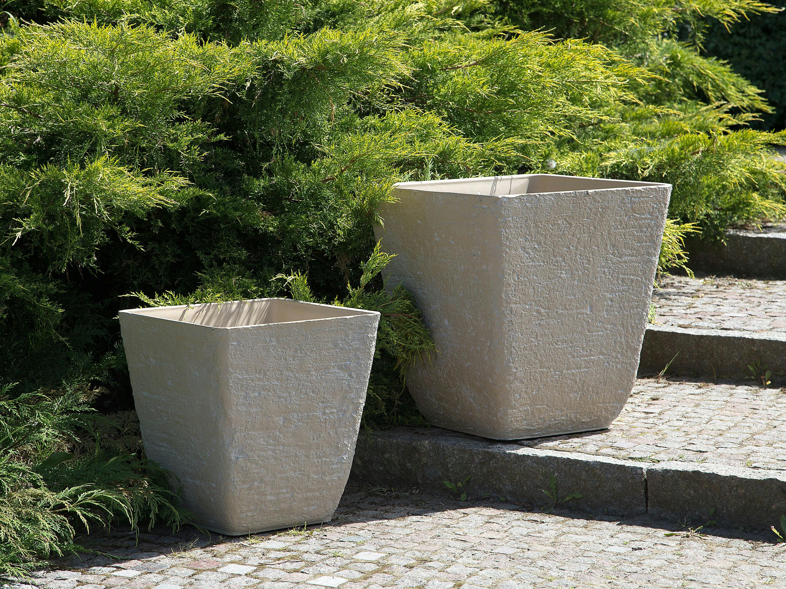DELOS - Cache-pot d'extérieur en pierre beige H53