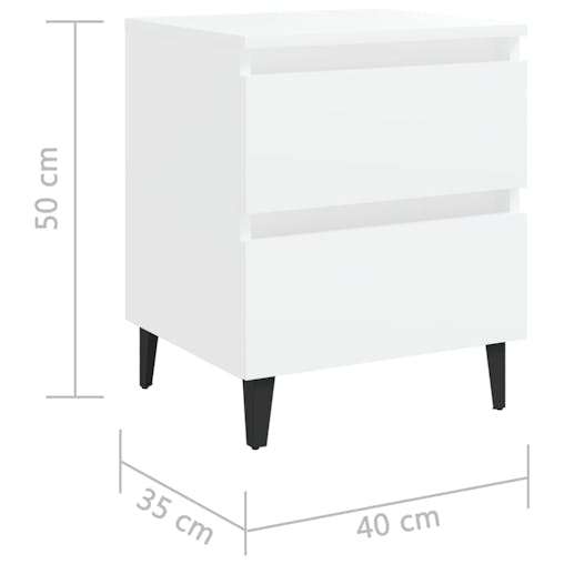 NNEVL Bed Cabinets 2 pcs White 40x35x50 cm Chipboard